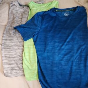 Boys XL Tek Gear Dry Tek Set of Three Athletic T-Shirts in Blue, Green, and Gray